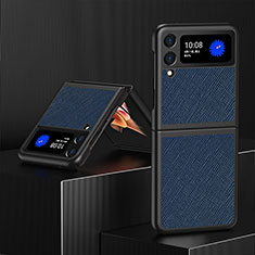 Coque Luxe Cuir et Plastique Housse Etui Mat L03 pour Samsung Galaxy Z Flip3 5G Bleu