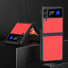 Coque Luxe Cuir et Plastique Housse Etui Mat L03 pour Samsung Galaxy Z Flip3 5G Rouge