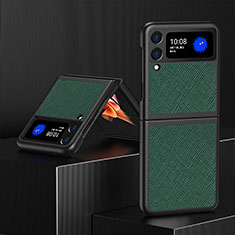 Coque Luxe Cuir et Plastique Housse Etui Mat L03 pour Samsung Galaxy Z Flip3 5G Vert