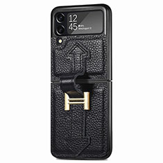 Coque Luxe Cuir et Plastique Housse Etui Mat L05 pour Samsung Galaxy Z Flip3 5G Noir