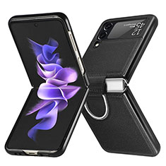 Coque Luxe Cuir et Plastique Housse Etui Mat L06 pour Samsung Galaxy Z Flip3 5G Noir