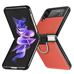 Coque Luxe Cuir et Plastique Housse Etui Mat L06 pour Samsung Galaxy Z Flip3 5G Orange
