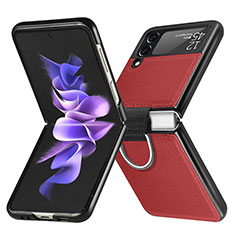 Coque Luxe Cuir et Plastique Housse Etui Mat L06 pour Samsung Galaxy Z Flip3 5G Rouge