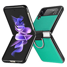 Coque Luxe Cuir et Plastique Housse Etui Mat L06 pour Samsung Galaxy Z Flip3 5G Vert