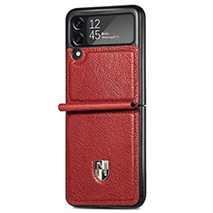 Coque Luxe Cuir et Plastique Housse Etui Mat L07 pour Samsung Galaxy Z Flip3 5G Rouge