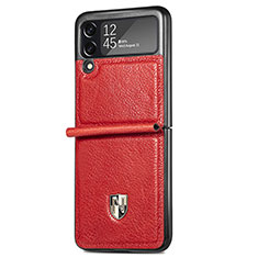 Coque Luxe Cuir et Plastique Housse Etui Mat L09 pour Samsung Galaxy Z Flip3 5G Rouge