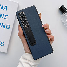 Coque Luxe Cuir et Plastique Housse Etui Mat L09 pour Samsung Galaxy Z Fold4 5G Bleu