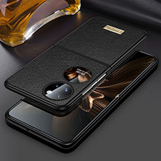 Coque Luxe Cuir et Plastique Housse Etui Mat LD1 pour Huawei Pocket S Noir