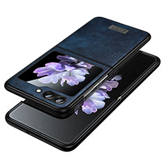 Coque Luxe Cuir et Plastique Housse Etui Mat LD2 pour Samsung Galaxy Z Flip5 5G Bleu