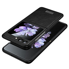 Coque Luxe Cuir et Plastique Housse Etui Mat LD2 pour Samsung Galaxy Z Flip5 5G Noir