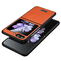Coque Luxe Cuir et Plastique Housse Etui Mat LD2 pour Samsung Galaxy Z Flip5 5G Orange