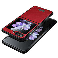 Coque Luxe Cuir et Plastique Housse Etui Mat LD2 pour Samsung Galaxy Z Flip5 5G Rouge