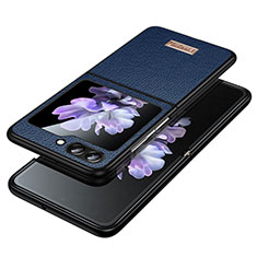 Coque Luxe Cuir et Plastique Housse Etui Mat LD3 pour Samsung Galaxy Z Flip5 5G Bleu