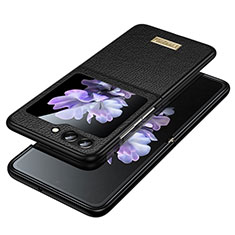 Coque Luxe Cuir et Plastique Housse Etui Mat LD3 pour Samsung Galaxy Z Flip5 5G Noir