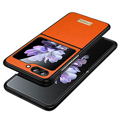 Coque Luxe Cuir et Plastique Housse Etui Mat LD3 pour Samsung Galaxy Z Flip5 5G Orange