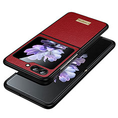 Coque Luxe Cuir et Plastique Housse Etui Mat LD3 pour Samsung Galaxy Z Flip5 5G Rouge