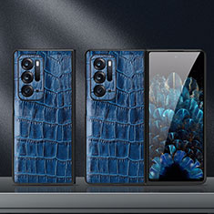 Coque Luxe Cuir et Plastique Housse Etui Mat pour Oppo Find N 5G Bleu