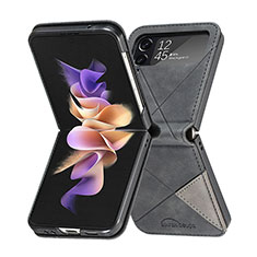 Coque Luxe Cuir et Plastique Housse Etui Mat pour Samsung Galaxy Z Flip4 5G Noir