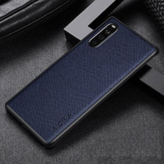 Coque Luxe Cuir et Plastique Housse Etui Mat pour Sony Xperia 10 III Bleu