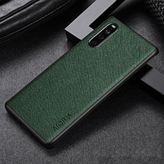 Coque Luxe Cuir et Plastique Housse Etui Mat pour Sony Xperia 10 III Lite Vert