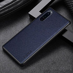 Coque Luxe Cuir et Plastique Housse Etui Mat pour Sony Xperia 5 IV Bleu