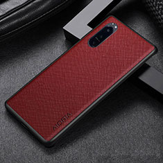 Coque Luxe Cuir et Plastique Housse Etui Mat pour Sony Xperia 5 IV Rouge