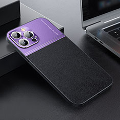 Coque Luxe Cuir et Plastique Housse Etui Mat QC1 pour Apple iPhone 12 Pro Max Violet