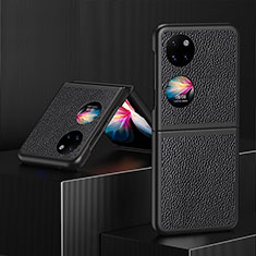 Coque Luxe Cuir et Plastique Housse Etui Mat QH3 pour Huawei Pocket S Noir