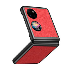 Coque Luxe Cuir et Plastique Housse Etui Mat QH4 pour Huawei P60 Pocket Rouge