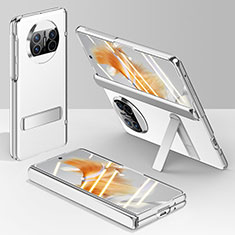 Coque Luxe Cuir et Plastique Housse Etui Mat QK1 pour Huawei Mate X3 Blanc