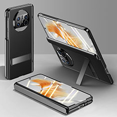 Coque Luxe Cuir et Plastique Housse Etui Mat QK1 pour Huawei Mate X3 Noir