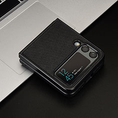 Coque Luxe Cuir et Plastique Housse Etui Mat R02 pour Samsung Galaxy Z Flip3 5G Noir