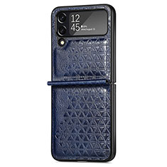 Coque Luxe Cuir et Plastique Housse Etui Mat R02 pour Samsung Galaxy Z Flip4 5G Bleu