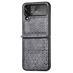 Coque Luxe Cuir et Plastique Housse Etui Mat R02 pour Samsung Galaxy Z Flip4 5G Gris