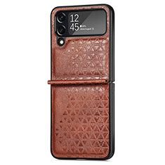 Coque Luxe Cuir et Plastique Housse Etui Mat R02 pour Samsung Galaxy Z Flip4 5G Marron