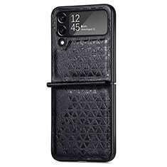 Coque Luxe Cuir et Plastique Housse Etui Mat R02 pour Samsung Galaxy Z Flip4 5G Noir