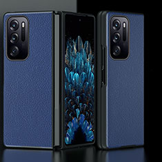 Coque Luxe Cuir et Plastique Housse Etui Mat R03 pour Oppo Find N 5G Bleu