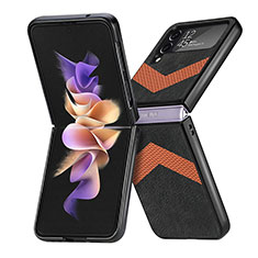 Coque Luxe Cuir et Plastique Housse Etui Mat R03 pour Samsung Galaxy Z Flip4 5G Noir