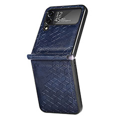 Coque Luxe Cuir et Plastique Housse Etui Mat R04 pour Samsung Galaxy Z Flip4 5G Bleu