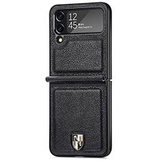 Coque Luxe Cuir et Plastique Housse Etui Mat R05 pour Samsung Galaxy Z Flip4 5G Noir