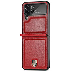 Coque Luxe Cuir et Plastique Housse Etui Mat R05 pour Samsung Galaxy Z Flip4 5G Rouge