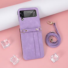 Coque Luxe Cuir et Plastique Housse Etui Mat R06 pour Samsung Galaxy Z Flip3 5G Violet