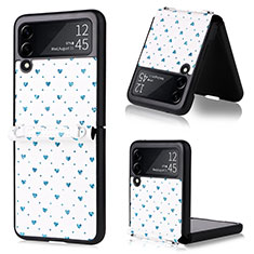 Coque Luxe Cuir et Plastique Housse Etui Mat R07 pour Samsung Galaxy Z Flip3 5G Bleu