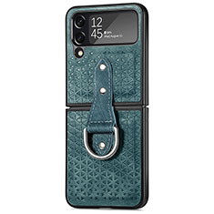 Coque Luxe Cuir et Plastique Housse Etui Mat R07 pour Samsung Galaxy Z Flip4 5G Vert