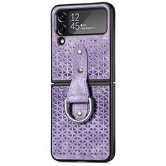 Coque Luxe Cuir et Plastique Housse Etui Mat R07 pour Samsung Galaxy Z Flip4 5G Violet