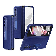 Coque Luxe Cuir et Plastique Housse Etui Mat R09 pour Samsung Galaxy Z Fold4 5G Bleu