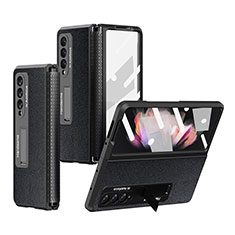 Coque Luxe Cuir et Plastique Housse Etui Mat R09 pour Samsung Galaxy Z Fold4 5G Noir