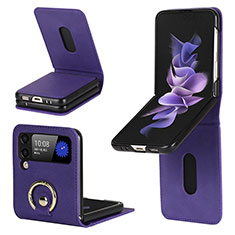 Coque Luxe Cuir et Plastique Housse Etui Mat S02 pour Samsung Galaxy Z Flip3 5G Violet