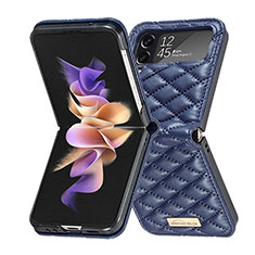 Coque Luxe Cuir et Plastique Housse Etui Mat S02 pour Samsung Galaxy Z Flip4 5G Bleu
