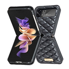 Coque Luxe Cuir et Plastique Housse Etui Mat S02 pour Samsung Galaxy Z Flip4 5G Noir